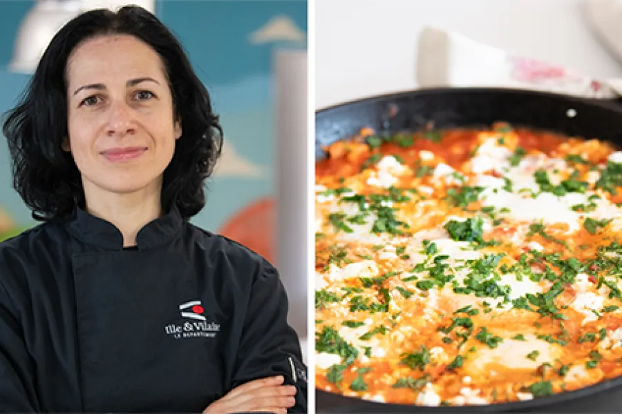 photo de la cheffe de cuisine et de son plat